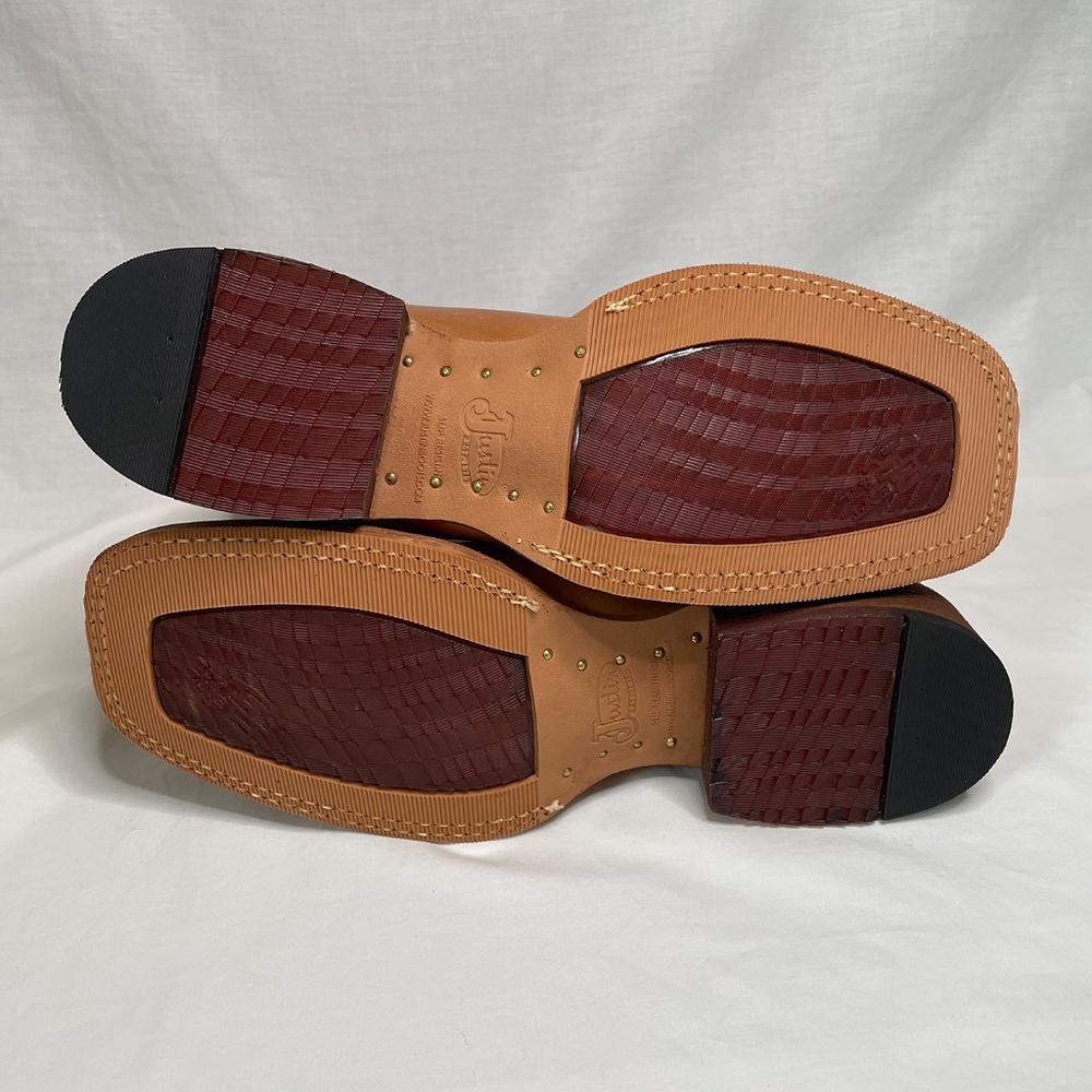 Justin Size 10 EE Caddo BENT RAIL Western SQUARE TOE Boot Copper Brown BR740 - Picture 9 of 12